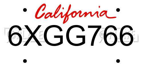 6XGG766 California License Plate