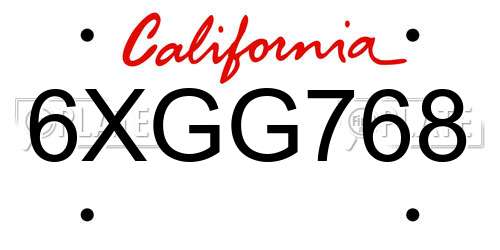 6XGG768 California License Plate