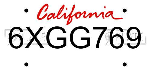 6XGG769 California License Plate