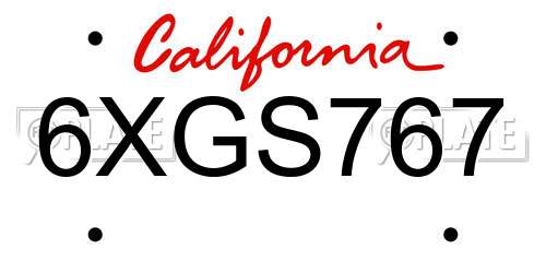 6XGS767 California License Plate