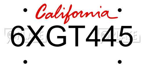 6XGT445 California License Plate