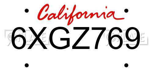 6XGZ769 California License Plate