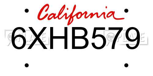 6XHB579 California License Plate