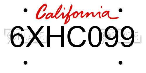 6XHC099 California License Plate