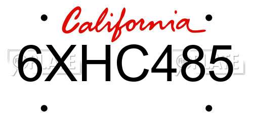 6XHC485 California License Plate