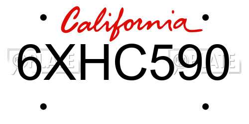 6XHC590 California License Plate