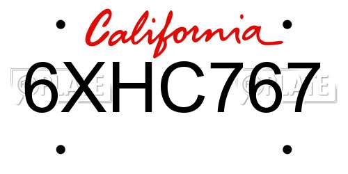 6XHC767 California License Plate