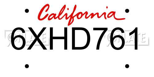6XHD761 California License Plate