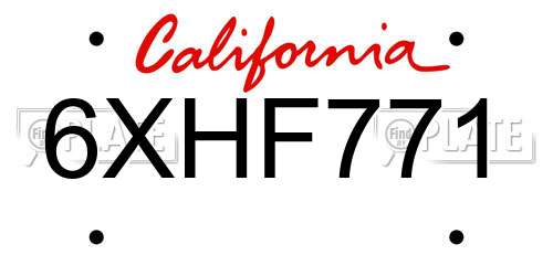 6XHF771 California License Plate