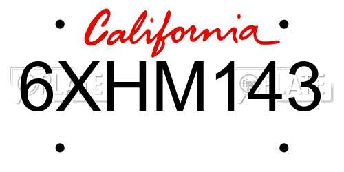 6XHM143 California License Plate