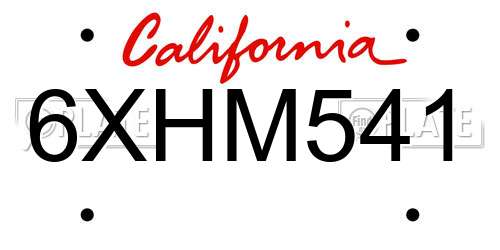 6XHM541 California License Plate