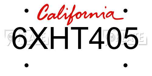 6XHT405 California License Plate