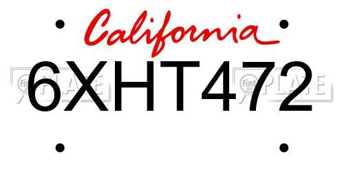 6XHT472 California License Plate