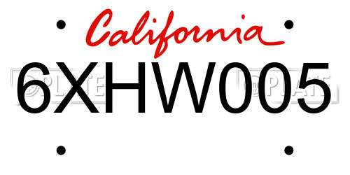 6XHW005 California License Plate