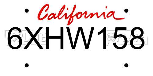 6XHW158 California License Plate
