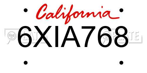 6XIA768 California License Plate