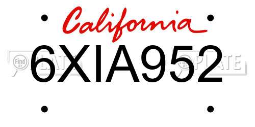 6XIA952 California License Plate