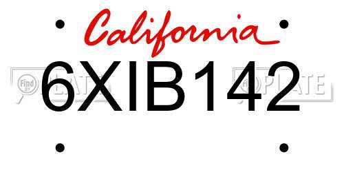 6XIB142 California License Plate