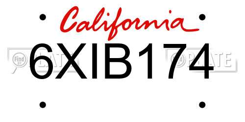 6XIB174 California License Plate