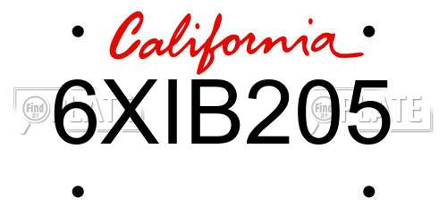 6XIB205 California License Plate