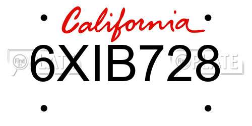 6XIB728 California License Plate