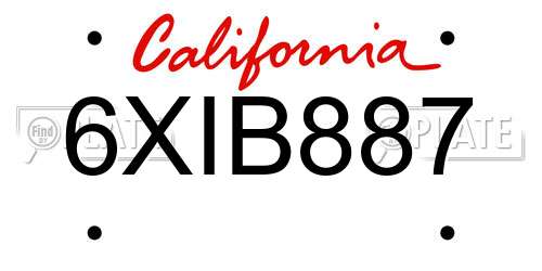 6XIB887 California License Plate