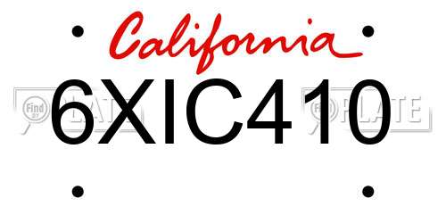 6XIC410 California License Plate