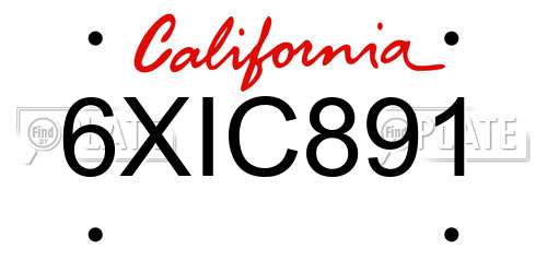 6XIC891 California License Plate