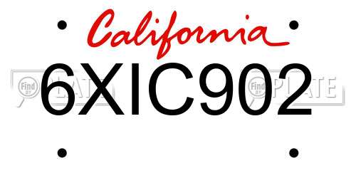 6XIC902 California License Plate
