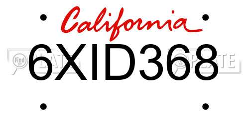 6XID368 California License Plate