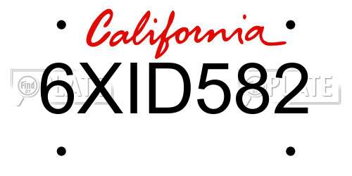 6XID582 California License Plate