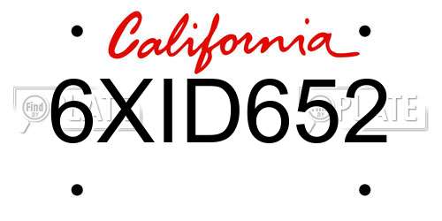 6XID652 California License Plate