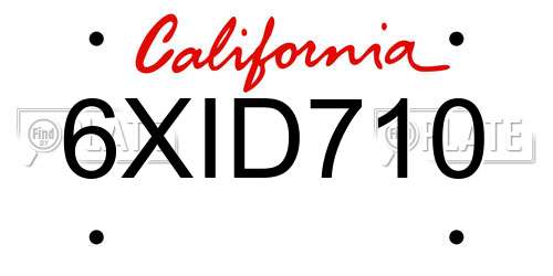 6XID710 California License Plate