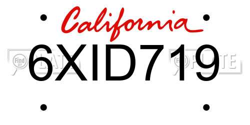 6XID719 California License Plate