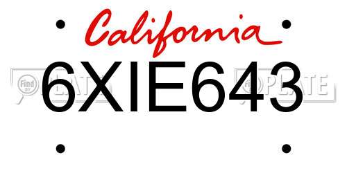 6XIE643 California License Plate