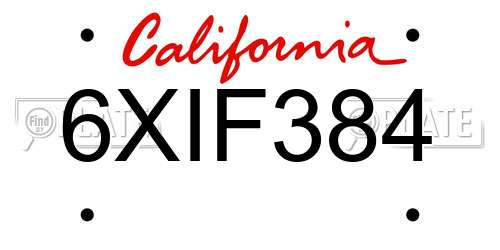 6XIF384 California License Plate