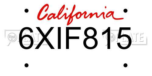 6XIF815 California License Plate