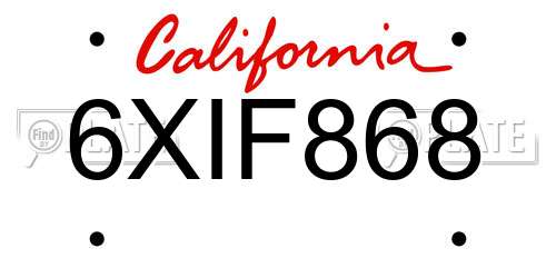 6XIF868 California License Plate