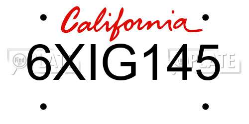 6XIG145 California License Plate