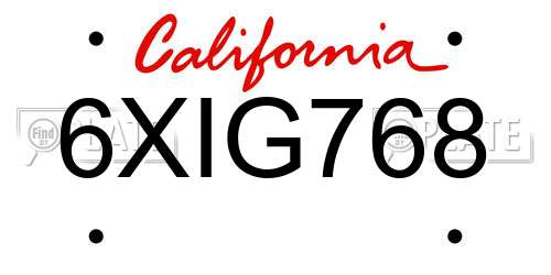 6XIG768 California License Plate