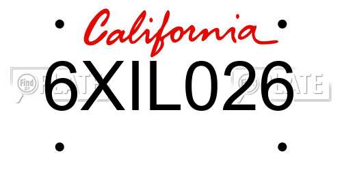 6XIL026 California License Plate