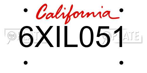 6XIL051 California License Plate