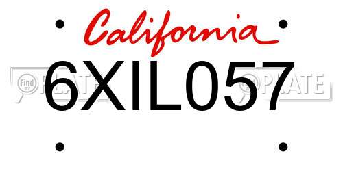 6XIL057 California License Plate
