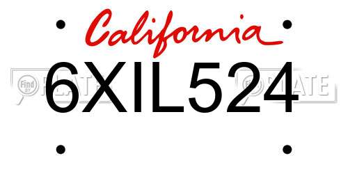 6XIL524 California License Plate