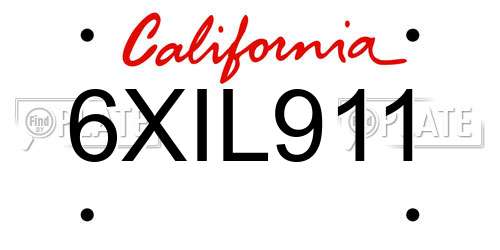 6XIL911 California License Plate