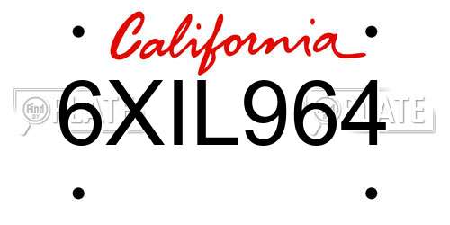 6XIL964 California License Plate