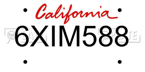 6XIM588 California License Plate