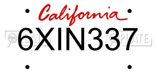 6XIN337 California License Plate