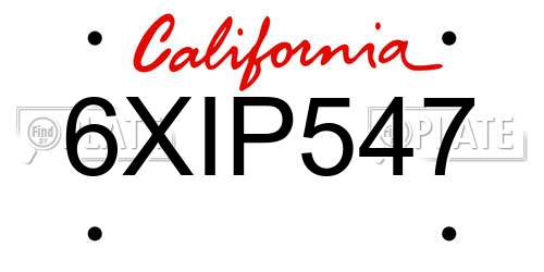 6XIP547 California License Plate