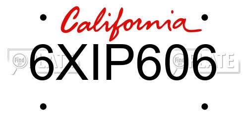 6XIP606 California License Plate